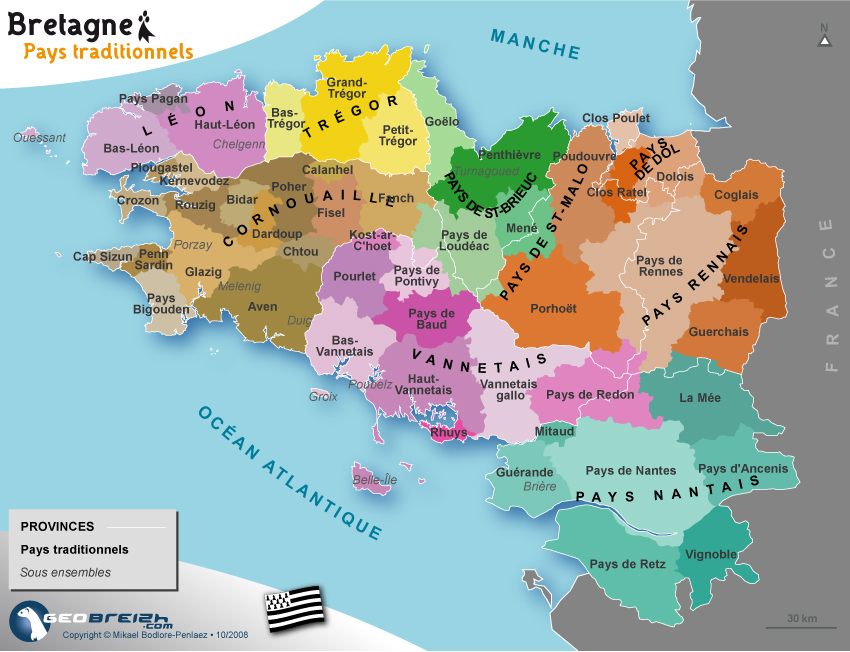 Carte des pays bretons