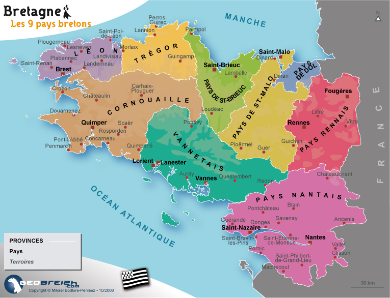 Carte des pays bretons